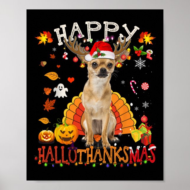 Póster Navidades de Halloween de perros de Chihuahua (Frente)