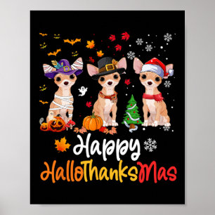 Póster Navidades de Halloween del perro chihuahua Felices