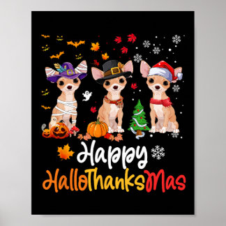 Póster Navidades de Halloween del perro chihuahua Felices