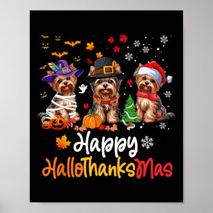 Póster Navidades de Halloween en Yorkshire Dog Felices Ha