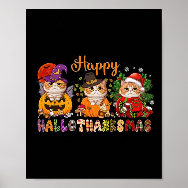 Póster Navidades de Halloween Felices Hallothanksmas Grac (Frente)
