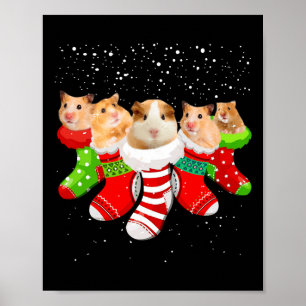 Póster Navidades De Hamster Saquean Graciosos Regalos De 
