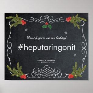 Póster navidades de hashtag: signo de boda de invierno