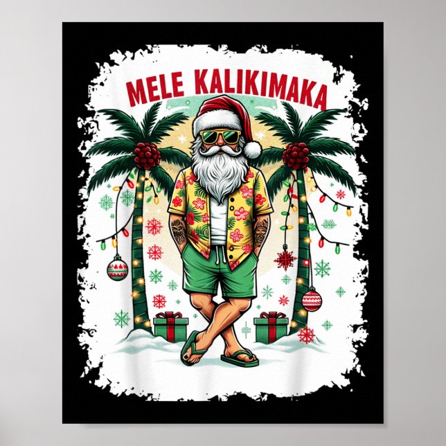 Póster Navidades De Hawái En Julio Mele Kalikimaka Hawaii (Frente)