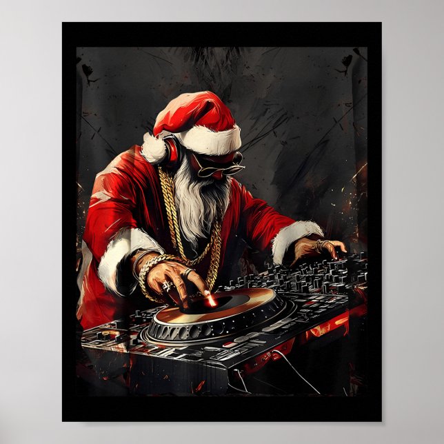 Póster Navidades de Hip Hop Santa Dj (Frente)