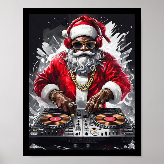 Póster Navidades de Hip Hop Santa Dj (Frente)