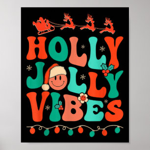 Póster Navidades de Holly Retro Groovy Jolly Vibes Santa