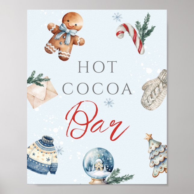 Póster Navidades de Hot Cocoa Bar Invierno Primer cumplea (Frente)