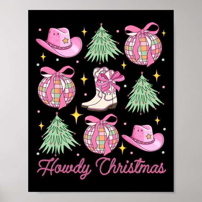 Póster Navidades de Howad Pink Coquette Bow Xmas Tree Wes (Frente)