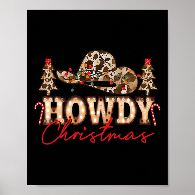 Póster Navidades de Howad Santa Cute Leopard Western Cowg (Frente)