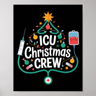Póster Navidades De Icu Equipo De Enfermeras De Vacacione