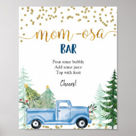Póster Navidades de invierno Blue Truck Momosa Bar Poster