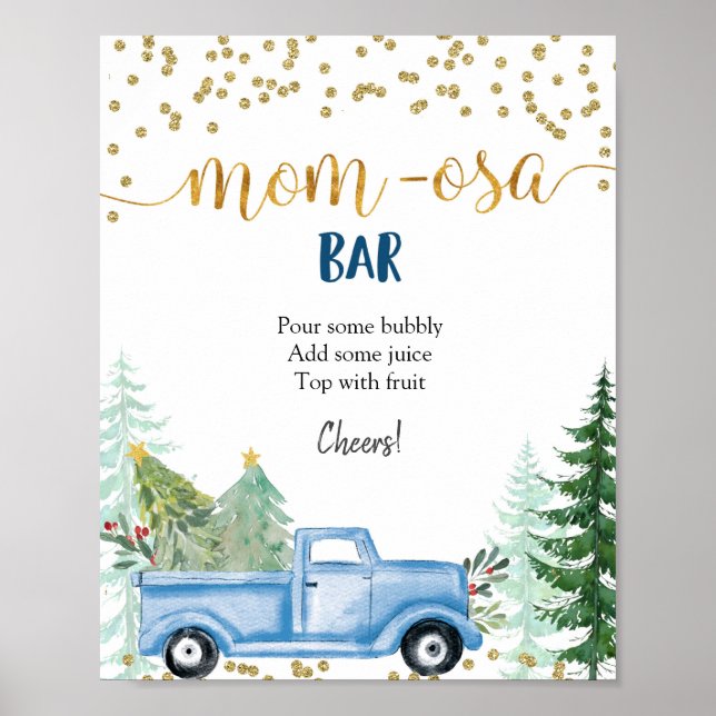 Póster Navidades de invierno Blue Truck Momosa Bar Poster (Frente)