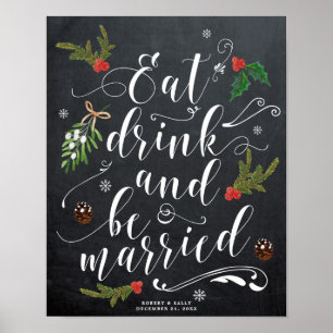 Póster navidades de invierno come bebida bebe estar casad