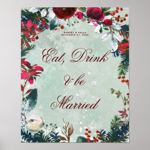 Póster navidades de invierno come bebida bebe estar casad