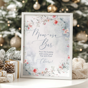 Póster Navidades de invierno ducha de bebé bar mamá-osa