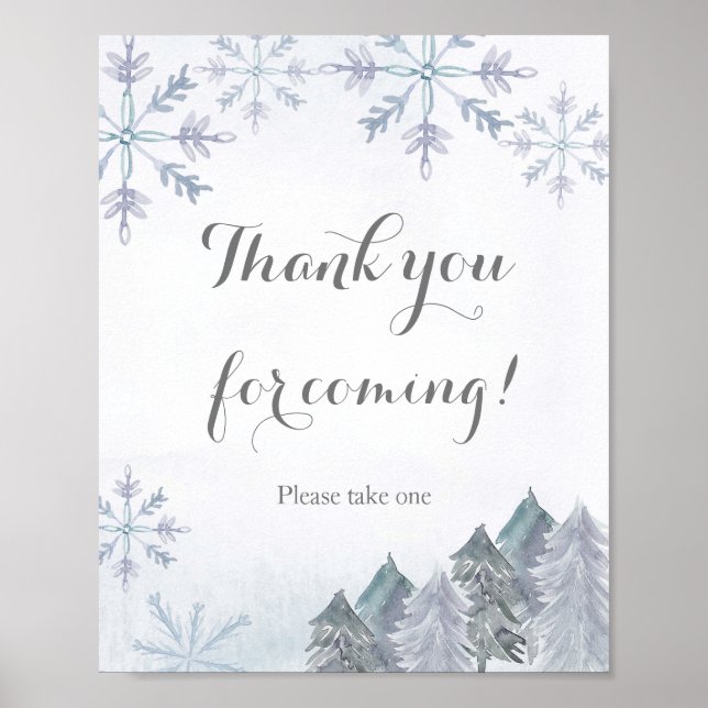 Póster Navidades de invierno Gracias por venir Rótulo Fav (Frente)