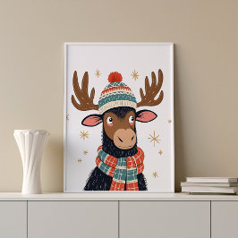 Póster Navidades de invierno Moose Wall Art Poster