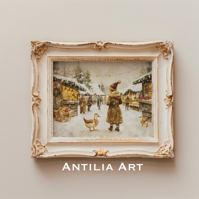 Póster Navidades de invierno pintan pueblo nevado en merc (Subido por el creador)