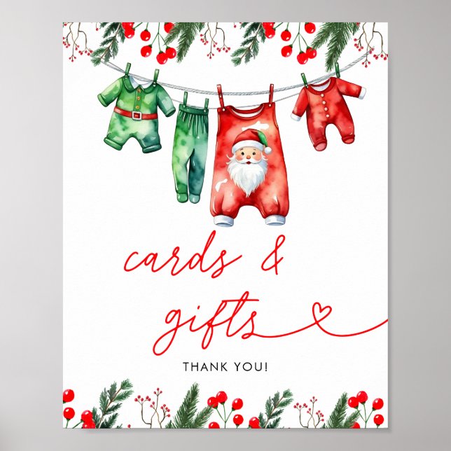 Póster Navidades de Invierno Santa Baby Shower Tarjetas y (Frente)