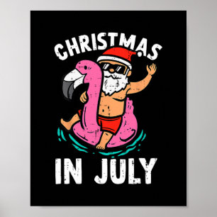 Póster navidades de july santa doflamingo hawaii playa él
