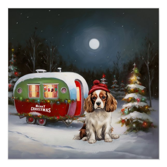 Póster Navidades de la Caravana Cavalier King Charles Spa (Anverso)