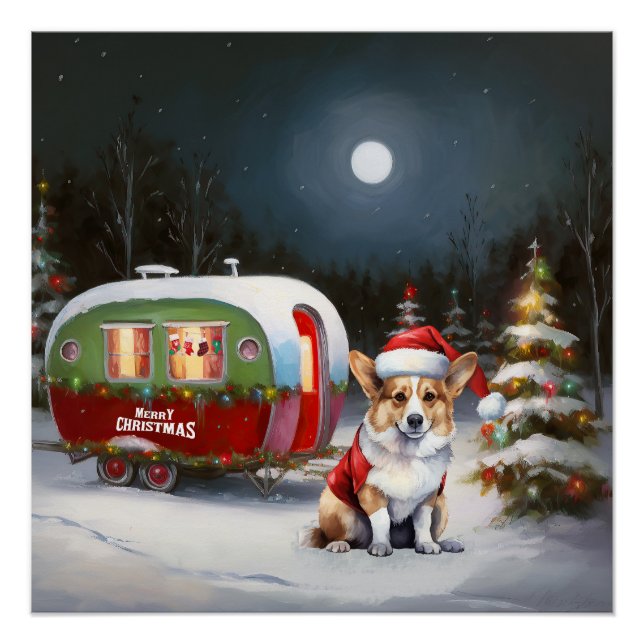 Póster Navidades de la Caravana de Invierno Corgi Aventur (Anverso)