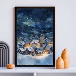Póster Navidades de la ciudad del cielo nocturno