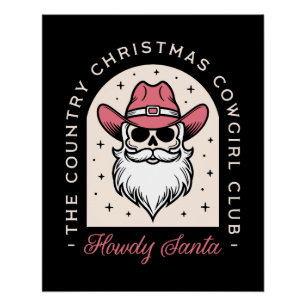 Póster Navidades de la discoteca Howdy Santa Country Cowg