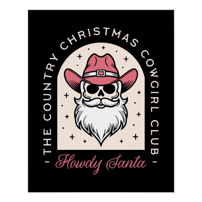 Póster Navidades de la discoteca Howdy Santa Country Cowg (Anverso)