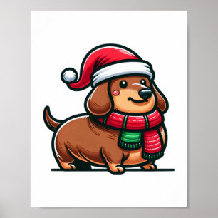 Póster Navidades de la elegancia de Dachshund Anticipatio