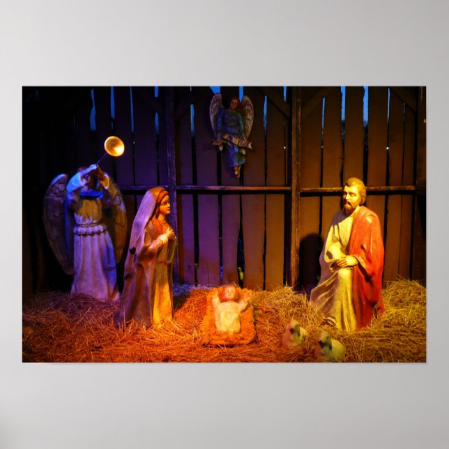 Póster Navidades de la escena de la natividad se exhiben  (Frente)