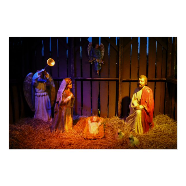 Póster Navidades de la escena de la natividad se exhiben  (Anverso)