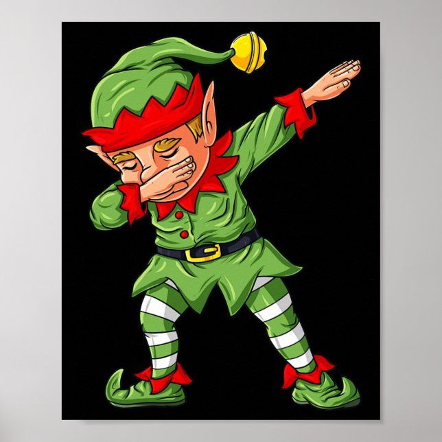 Póster Navidades de la familia Dabbing Elf Chicas de niño (Frente)