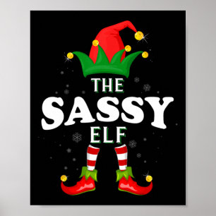 Póster Navidades de la familia Xmas Sassy Elf con pareja 