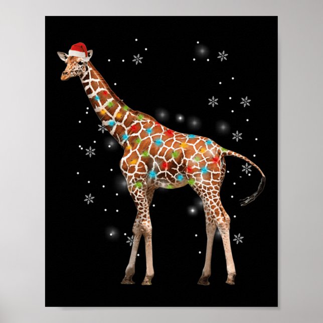 Póster Navidades de la luz de los árboles de jirafa Pajam (Frente)