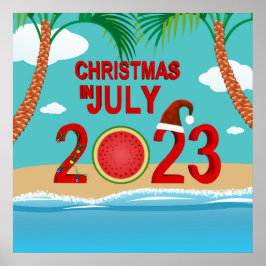 Póster Navidades de la playa Watermelon en julio de 2023