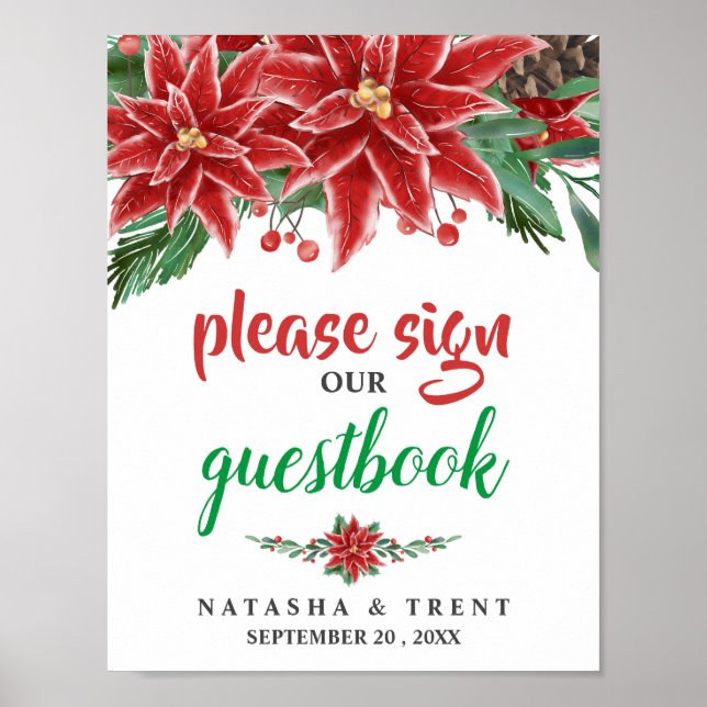 Póster Navidades de la Red Poinsettia - Rótulo Boda de li (Frente)