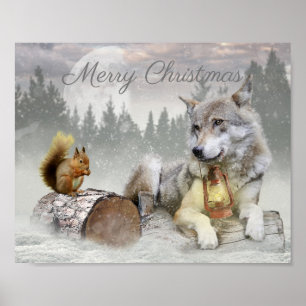 Póster Navidades de la selva de nieve de invierno de la a