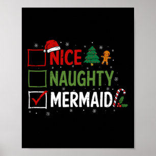 Póster Navidades de la sirena de Ntrina Pajamas Santa Cla