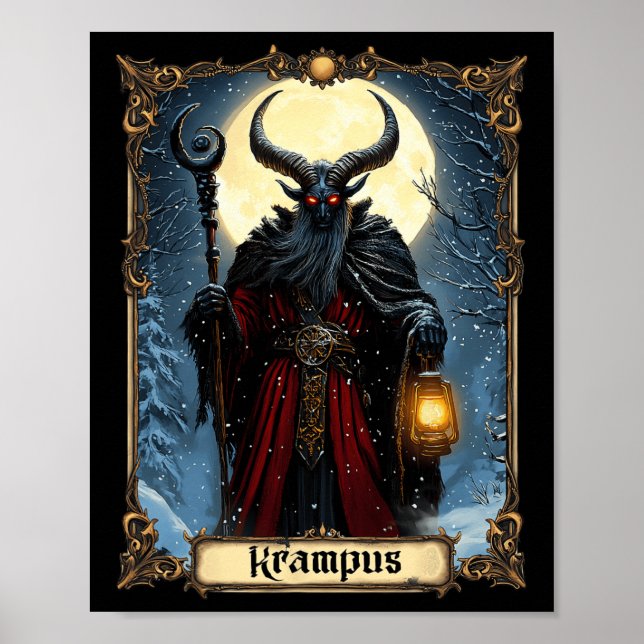 Póster Navidades de la tarjeta Merry Krampus Tarot horror (Frente)