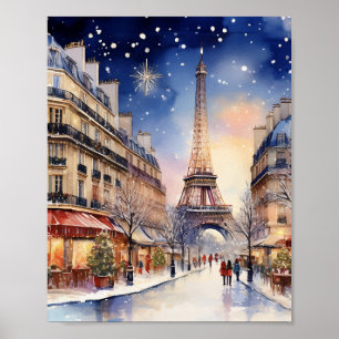 Póster Navidades de la Torre Eiffel de París