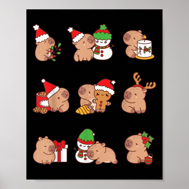 Póster Navidades de la tripulación de Santa Capibara Amo  (Frente)