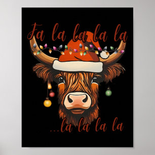 Póster Navidades de la vaca de Highland Falalala Xmas Hei
