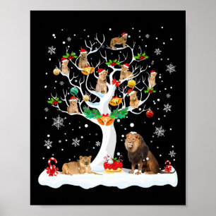 Póster Navidades de leones Navidad Perro árbol Perro Homb
