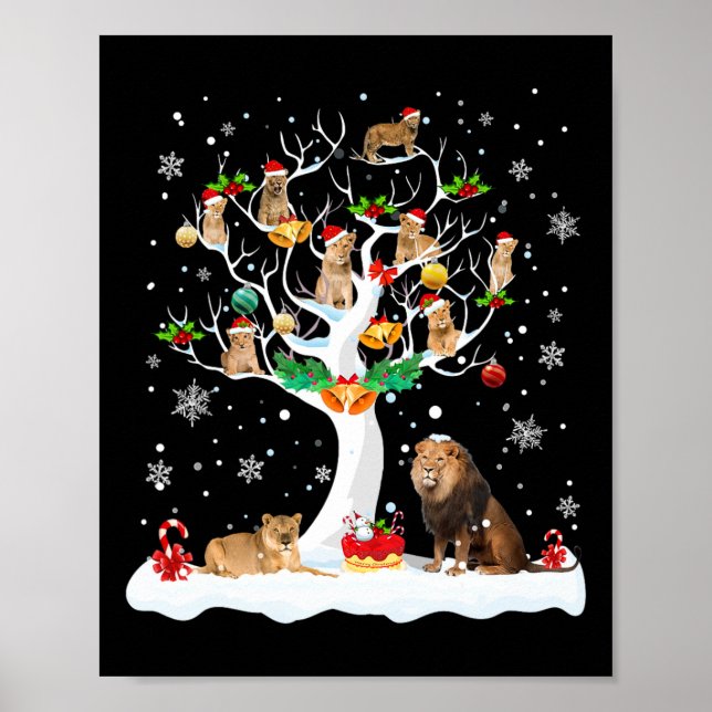 Póster Navidades de leones Navidad Perro árbol Perro Homb (Frente)