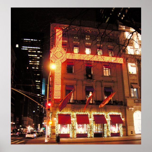 Póster Navidades de lienzo de Cartier Store NYC 2010 Impr (Frente)