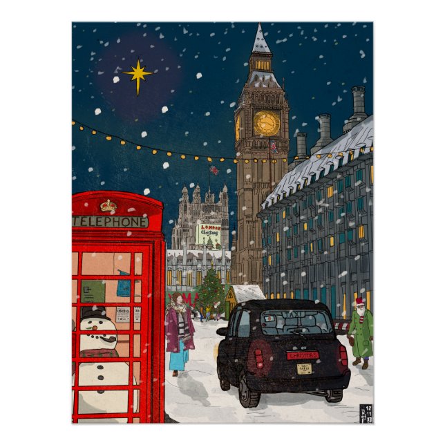 Póster Navidades de Londres inspirados en el Cityscape Re (Anverso)