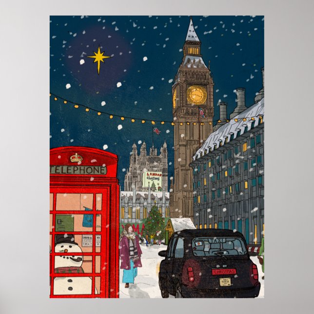 Póster Navidades de Londres inspirados en el Cityscape Re (Frente)