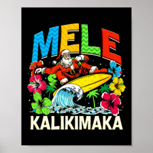Póster Navidades de Mele Kalikimaka Navidad Santa Summer